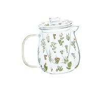 Qectial Tetera de Vidrio con Jarra para Té Flor Cristal Borosilicato Removible Tapa Segura Resistente Al Uso para Microondas Cocinas Ind, GRANDE