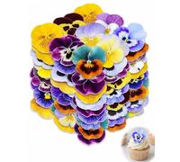 QEDBOJE Flores Comestibles 72 Piezas para Tartas y Cupcakes. Decoración de Pasteles. Pensamientos de Oblea Comestible. Para Bodas, Cumpleaños, Fiestas. Toque Elegante y Fácil en Muffins, Fondant.