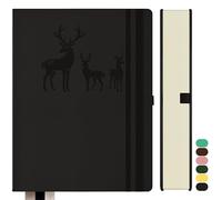 Qefuna Cuaderno de rayas A4, Bullet Journal A4 grueso bloc de notas, 360 páginas, 100gsm de papel rayado para las mujeres hombres de oficina diario de la escuela, 21.3 x 28.1cm, Negro