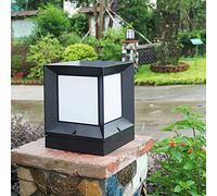 QEGY Moderno LED Farola de Jardín Blanca Cálida, Clasica Cuadrada Luces de Camino Impermeable, E27 Acrílico Lámparas de Cabeza de Columna con Base, Luz de Paisaje Para Valla,L