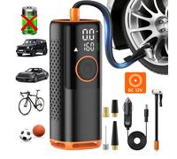 [Qenrix] A1 Bomba de Aire Digital de 150 PSI, Inflador de Neumáticos Portátil de 12 V CC con Luz LED, Compresor de Aire 3 Veces Más Rápido para Neumáticos de Automóvil y Bicicleta Negro