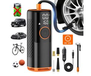 [Qenrix] A1 Bomba de Aire Digital de 150 PSI, Inflador de Neumáticos Portátil de 12 V CC con Luz LED, Compresor de Aire 3 Veces Más Rápido para Neumáticos de Automóvil y Bicicleta Negro