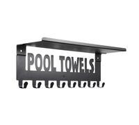 Qeunrtiy Toallero de piscina con estante, montaje en pared para piscina al aire libre, gancho para toallas, toallero con 8 , almacenamiento de toallas, percha