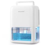 QEXREED Deshumidificador Bajo Consumo 1800ml, Doble Semiconductor, Pequeño Deshumidificador Silencioso Eléctrico, Apaga Automáticamente, Desescarche Automático, Baño