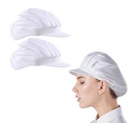 QEXUJOW Gorros de cocina desechables,Dos gorros de trabajo blancos de malla transpirable para cocineras, para uso en cocinas, catering y restaurantes; gorros a prueba de polvo.