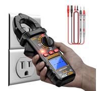 Qfdiwr Pinza Amperimétrica,Medidor de Temperatura - 6000 Cuentas Pinza Amperimétrica Multifuncional con Función de Linterna y Luz Trasera para Voltaje CA/CC, Corriente, Temperatura, Capacitancia y