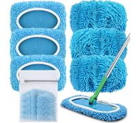 QGGTQG Toallitas de suelo reutilizables para Swiffer Sweeper, 6 unidades de paños de microfibra para Swiffer húmedos, lavables, limpieza rápida de superficies con bolsa de lavandería (azul cielo)