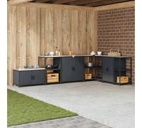 Qhsynaptor HATTEM - Mueble de cocina de acero en color gris, 60 x 50 x 92 cm, con espacio de almacenamiento para vajilla, armario auxiliar, encimera y barra de café, completamente desmontado