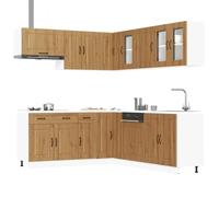 Qhsynaptor Juego de 2 armarios de cocina Kalmar Artisan de madera de roble con cristal, armario para debajo del fregadero, módulo de esquina y panel para lavavajillas, para cocina, almacenamiento