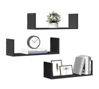 Qhsynaptor Juego de 3 estantes de pared, color negro, 58 x 18 x 18 cm, material de madera, para salón, cocina, baño, dormitorio, oficina, decoración, organizador de espacio de almacenamiento
