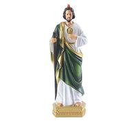 QIANLING San Judas Tadeo Figura de 21,5 cm - Estatua Religiosa de Resina Pintada a Mano - Imagen de San Judas con Colores Vivos - Escultura Católica para Decoración del Hogar o Regalo Religioso