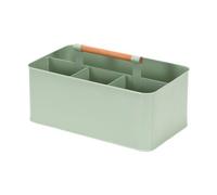 Qianly Cesta de Jardín Organizador Caja de Herramientas Contenedor Compartimentos Metálico con Asa de Madera para Orden Y Transporte Adecuada para Jardín Inv, Verde