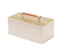 Qianly Cesta de Jardín Organizador Caja de Herramientas Contenedor Compartimentos Metálico con Asa de Madera para Orden Y Transporte Adecuada para Jardín Inv, Blanco