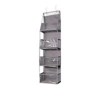 Qianly Organizador de Puerta Colgante Estuche Bolsillos Rack Ganchos Ventana Transparente Tela No Tejida Adecuado para Cocina Dormitorio Oficina Guardería Ba, Gris 30x15x130cm, tal como se describe