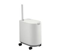 Qianly Papelera con Compartimento para Cepillo Inodoro Ahorrador Espacio Unidad Limpieza Baño con Ruedas Morno Cubo Tapa y Ruedas,
