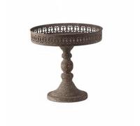Qianly Soporte Decorativo Pedestal Bandeja Hierro Vintage con Borde Troquelado y Estabilidad Robusta para Piezas Ornamentales y Trastos Adecuado para Comedor Estudio Recibidor , A3422