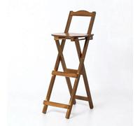 Qianly Taburete Plegable con Respaldo Ahorra Espacio Taburete Alto Bambú Compacto para Apartamentos Pequeños, Grande 96CM, Marrón Té