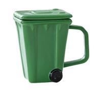 Qianly Taza de Café de Cerámica con Diseño 3D de Basurero Y Asa Taza Creativa para Bebidas Vaso Reciclable Taza Decorativa Adecuada para Hogar Oficina, Verde, tal como se describe