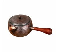 Qianly Tetera de Cobre Artesanal Martillada con Asa Lateral de Manejo Cómodo Hervidor para Hervir Agua y Preparar Té Vertido y Seguro Adecuada para Uso, Grande, Boca Puntiaguda, Con Tapa