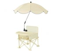 Qianly Trona con Sombrilla Ligera Asiento Elevador Plegable para en Interiores, Blanco, Blanco Crema