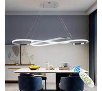 Qiaomao Lámpara Colgante LED Lamparas de techo Salon, 57W Modernas Lamparas de techo Regulable, Lámpara Colgantes Altura Ajustable Luz Lamparas de Comedor, Para Salón, Dormitorio y Comedor, Cromo