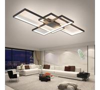 Qiaomao Lámpara LED de Techo Para Salón Modernas Negro 80cm, Regulable Luz de Techo con Control Remoto, Acrílico Iluminación de Techo Diseño Cuadrado Lámparas de techo Comedor, Dormitorio, Oficina…