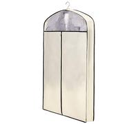 QiaoRong Bolsas para Ropa, Funda Traje Portatrajes con Cremallera y Ventana Transparente Visible para Ropa de Piel, Visón, Plumífero y Abrigo de Algodón(Beige,60x10x130cm/24x4x51in)