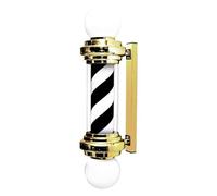 QIByING Barber Pole, 75cm LED Barber Pole Lamp for Beauty, Hair Salon, Barber Shop, Waterproof Wall Mounted Rotating & Illuminated LED Strips Lamp,Gold,Black and White