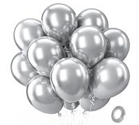 QIFU 100 Piezas Globos De Cumpleaños Colores Globos plateados Grandes Redondos Helio Happy Birthday Decoracion Cumpleaños 1 Año Baby Shower Revelacion Genero Bebe Balones De Aniversario 12 Pulgadas