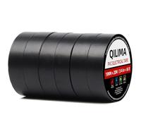 QILIMA Cinta aislante negra, 19 mm x 20 metros, paquete de 6 Cinta aislante de PVC autoadhesiva muy flexible, resistente a la abrasión y fuerte para agrupar, reparar y proteger cables.
