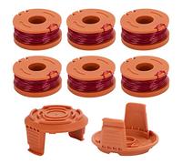 QIMEI-SHOP Hilo de Recortadora 1.65mm Hilo Desbrozadora 3.05m Reemplazo de Carrete de Recortadora para Worx WA0010 6 Bobinas de Hilo 2 Tapas