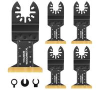 QIMEI-SHOP Hojas de Sierra Oscilante de Titanio Cuchillas Herramienta Oscilantes Multiherramienta Accesorios 44mm para Metal Madera Plástico Compatible con Bosch Dremel Fein Multimaster 5 Piezas
