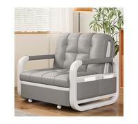 QINGGANG-0224 Sofá de salón Sofá Cama Individual de Cuero Estilo Antiguo Medio con Asiento Plegable y Extensible Sillón reclinable(Medio)