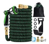 Qingning Manguera de Jardín Flexible 30m/100FT, Manguera de Agua Flexible con Boquilla de Pulverización de 10 Funciones, Manguera Extensible Resistente para Riego de Jardines y Lavado de Autos