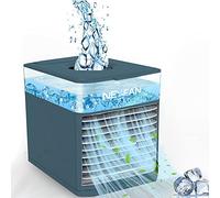 Qinux Nexfan EVO PRO Aire Acondicionado Portátil Mini 3 en 1 Aire Acondicionado USB Enfriador de Aire y Humidificador 3 Velocidades Ajustables, Luces LED Ventilador para Hogar y Oficina, Azul