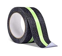 QitinDasen 5 M X 5 cm Verde Fluorescente Cinta Antideslizante, Cinta de Seguridad Antideslizante Autoadhesiva, Glow in The Dark Tape, para Interior y Exterior (1 Rollo)