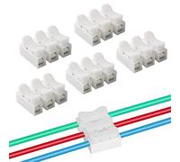 QitinDasen 60Pcs Premium Conectores Cable Resorte Rápido, CH3 Bloque Terminales de Conector Abrazadera Resorte, para Conectar Tiras de Luz LED (Blanco)