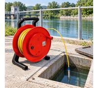 QIUNAOZI Medidor de Profundidad de Agua, medidor de Nivel con sonda Fija INOX, Cinta de Acero graduada & indicador electrónico para Aguas subterráneas, pozos Profundos & depósitos 50m/164ft