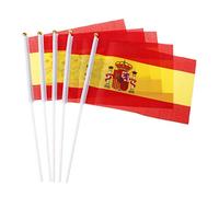 qiuxiaoaa 5 Piezas Banderas españolas Que agitan a Mano Banderas de España Cresta Banderas Deportivas Apertura al Aire Libre decoración Bandera de la Mano