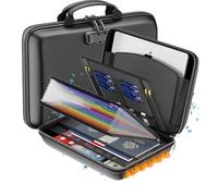 Qivine Caja Fuerte Ignifuga de 1472℉ con Cerradura, Impermeable Cajas Fuertes para Documentos, Almacenamiento de Carpeta Clasificadora A4 con Bolsa para Hogar, Oficina, Viajes