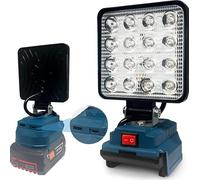 Qivine Lámpara de Trabajo para BOSCH 18V, 48W Foco LED Inalámbrica, Linterna de Trabajo con Conector de Tipo C y Carga USB, para Camping, Reparación de Vehículos, Emergencias (18V Azul Bosch)