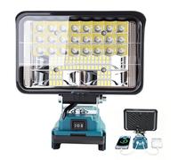 Qivine Lámpara de Trabajo para BOSCH 20V, 50W Foco LED Inalámbrica, Linterna de Trabajo con Conector de Tipo C y Carga USB, para Camping, Reparación de Vehículos, Emergencias (20V Azul Bosch)