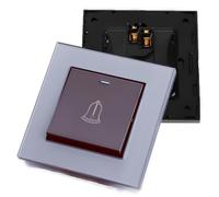 Qivine Pulsador Timbre Exterior 86 x 86 mm, Botón de Timbre Puerta Impermeable, Universal Interruptor de Luz de 220~250 V para Exterior