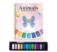 Qiwieod Libro De Acuarelas | 12 Colores De Pintura Y Pincel Con Encuadernación En - Libros De Práctica De Colorear Con Acuarelas Para Niños,Para Ejercicios De Arte Diario Niños Mujeres Escuela Viaje