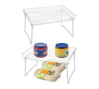 QIWODE Organizador Armario Cocina, Estanteria Almacenaje Cocina Plastico, Estante Cocina Transparentes Apilables, Baldas Armario Interior con Borde Superior Alto