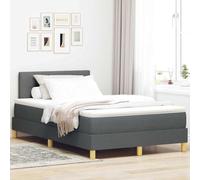 QJBSAVVA Cama con somier de 120 x 190 cm, color gris oscuro, cama individual moderna con cabecero ajustable, colchón y topper, funda de tela y marco de madera, cama juvenil duradera para dormitorio o