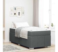 QJBSAVVA Estructura de cama con colchón gris oscuro, 190 x 120 x 66 cm, cama doble moderna de tela y madera de densidad media, colchón juvenil para dormitorio y habitación de invitados