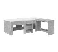 QJBSAVVA Estructura de cama con escritorio, 203 x 101 cm, 2 piezas, color | Combinación compacta de cama y escritorio integrado para dormitorio y dormitorio juvenil en un moderno aspecto de hormigón.