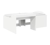 QJBSAVVA Estructura de cama con escritorio, 90 x 200 cm, madera, color | Cama juvenil compacta para el dormitorio con encimera integrada, somier de láminas resistente y capacidad de carga de 120 kg.