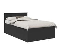 QJBSAVVA Marco de cama con cabecero negro 120 x 190 cm madera cama | Estructura de cama resistente negra para dormitorio con somier integrado y superficie compacta de hasta 200 kg.